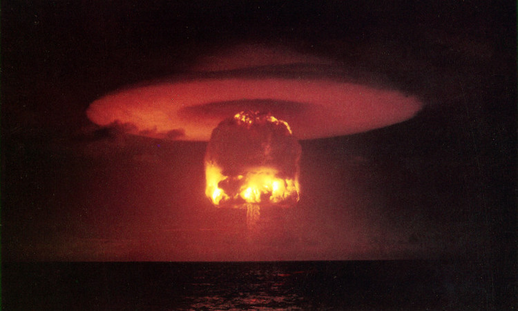 Image: Nuclear warfare is a common theme of World War III scenarios. Such a conflict has been hypothesized to result in human extinction. Source: Wikimedia Commons.