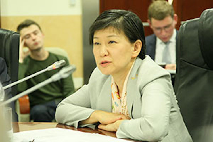 Photo: Izumi Nakamitsu, the High Representative for Disarmament Affairs United Nations (UNODA), addressing the Non-proliferation Studies students on the joint programme between Middlebury Institute of International Studies at Monterey (MIIS), Moscow State Institute of International Relations (MGIMO), and PIR Center, on 19 October 2017 in Moscow. Credit: MGIMO