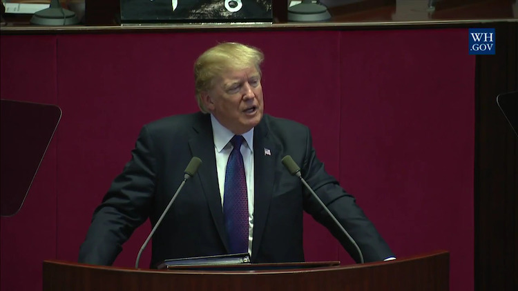 Photo: President Trump addressing the South Korean National Assembly. Source: The White House Video.