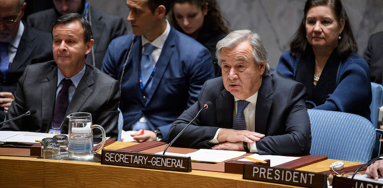 Photo: Secretary-General António Guterres addresses Security Council meeting on the non-proliferation by the Democratic People's Republic of Korea. Credit: UN Photo/Manuel Elias