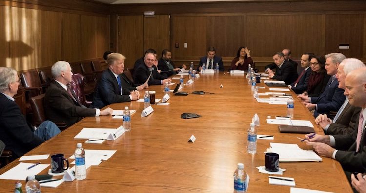 Photo: President Donald Trump joined by Vice President Mike Pence meets with members of the Republican Legislative Leadership on January 5 at Camp David. Credit: Official White House Photo by Joyce N. Boghosian.