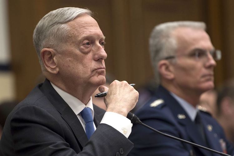 Photo: Defense Secretary James N. Mattis and Air Force Gen. Paul J. Selva, vice chairman of the Joint Chiefs of Staff, testify on the National Defense Strategy and the Nuclear Posture Review before the House Armed Services Committee in Washington, D.C., Feb. 6, 2018. DoD photo by Navy Petty Officer 1st Class Kathryn E. Holm