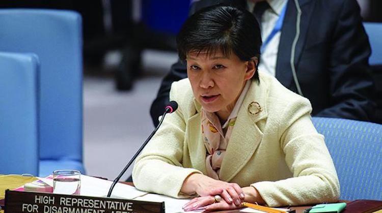 Izumi Nakamitsu, United Nations High Representative for Disarmament Affairs, briefs the Security Council as it considers the situation in the Middle East. 5 February 2018. © UN Photo/Manuel Elias