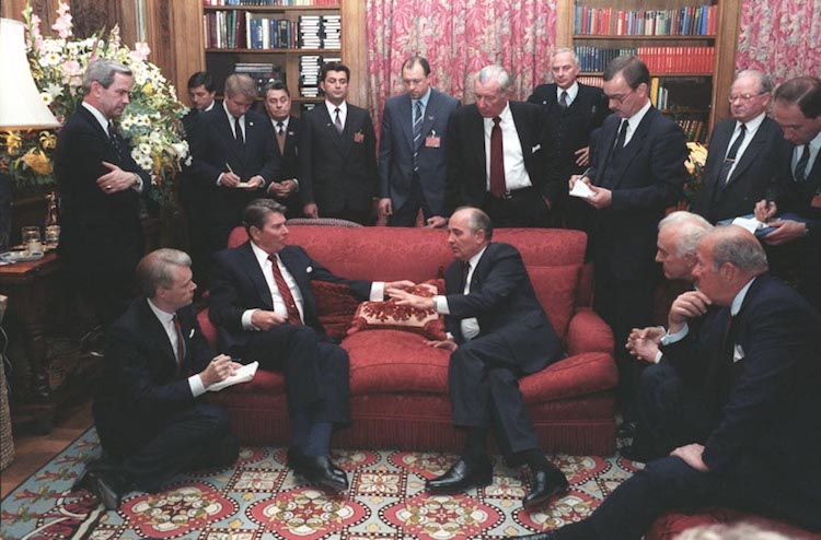 The United States Strategic Defense Initiative (SDI) was high on Gorbachev's agenda at the Geneva Summit in November 1985. Source: Wikimedia Commons.
