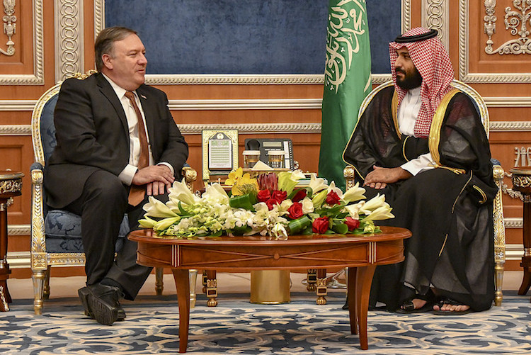Photo: Secretary of State Michael R. Pompeo meets with Saudi Crown Prince Mohammed bin Salman, in Riyadh, Saudi Arabia, on October 16, 2018. [State Department photo by Ron Przysucha/Public Domain]