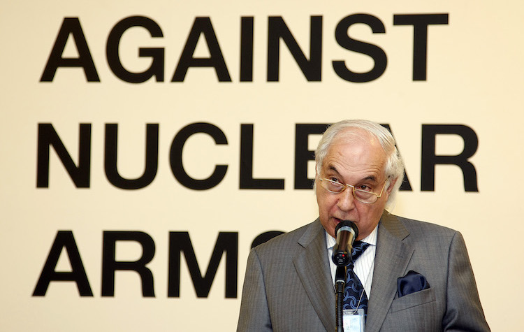 Photo: On 10 August 2009 Sergio Duarte, Under-Secretary-General for Disarmament Affairs, speaks at the opening of the exhibition 
