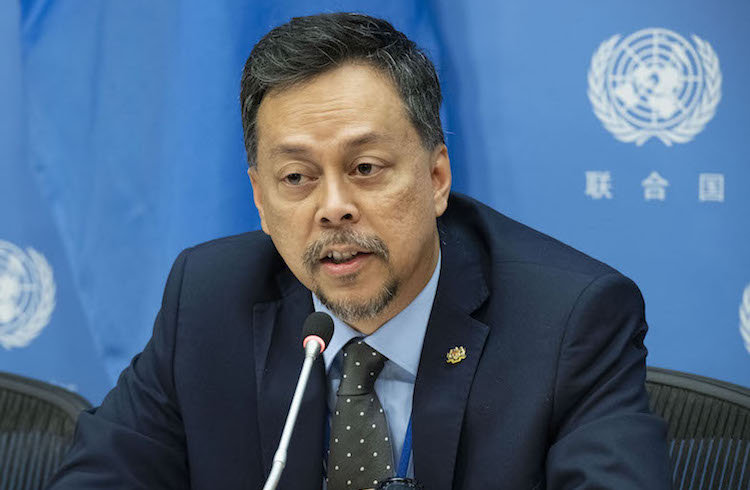 Photo: Syed Hasrin Syed Hussin, Chair of the Third Preparatory Committee for the 2020 Non-Proliferation of Nuclear Weapons (NPT) Review Conference, briefs press on the closing of the third and final session prior to the 2020 Review Conference. 10 May 2019. UN Headquarters, New York. Credit: UN Photo/Evan Schneider