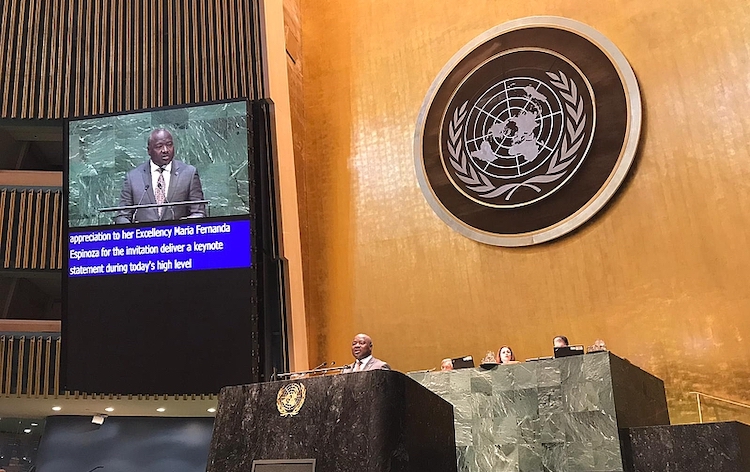 Photo: CTBTO Executive Secretary Lassina Zerbo addressing UN General Assembly High-Level Meeting on 9 September 2019 to commemorate and promote the International Day against Nuclear Tests (29 August). Credit: CTBTO