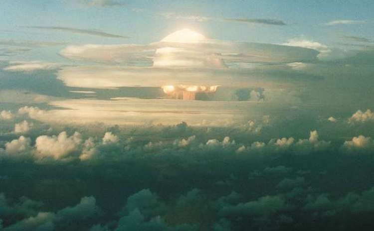 Photo: A test of a U.S. thermonuclear weapon (hydrogen bomb) at Enewetak atoll in the Marshall Islands, November 1, 1952. U.S. Air Force